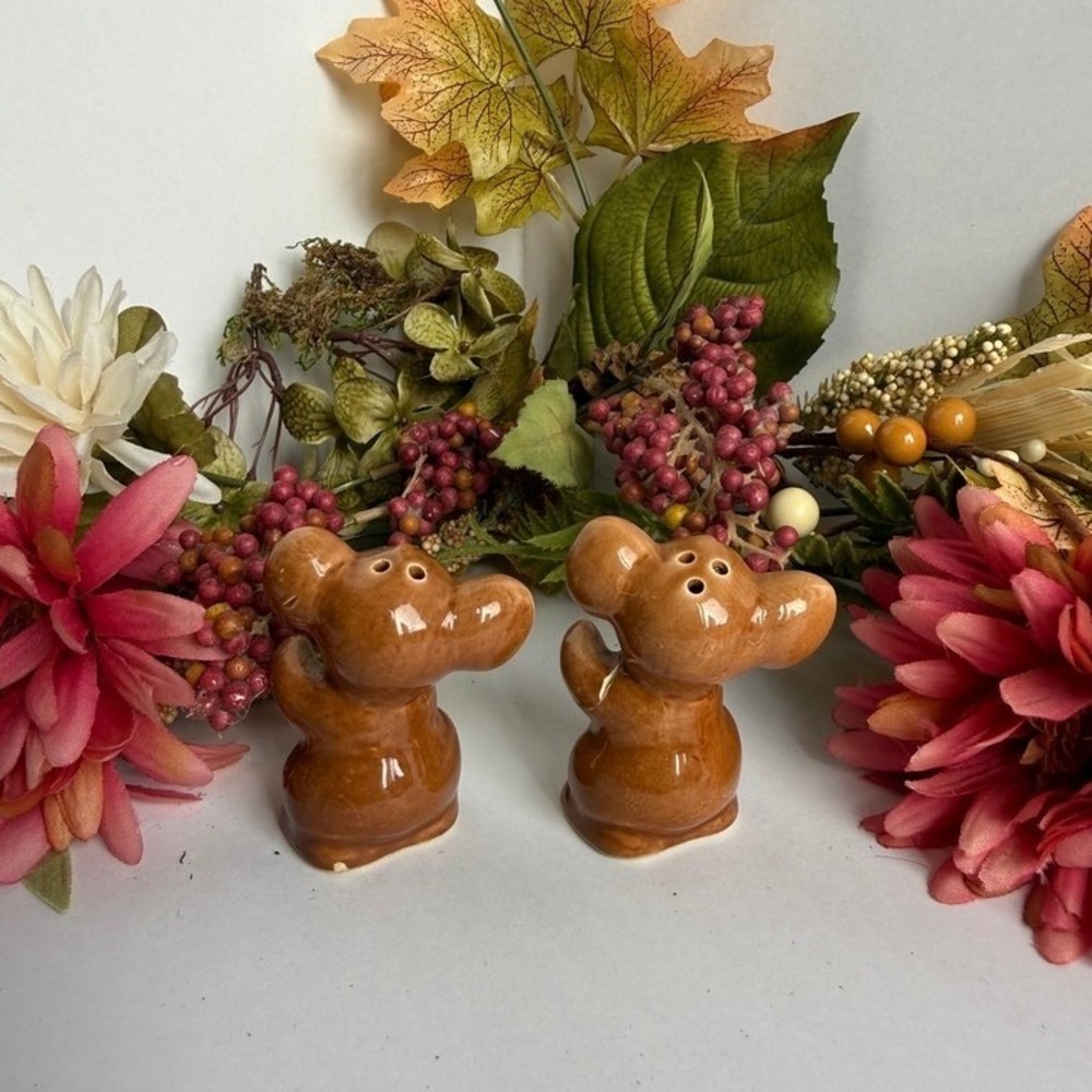 Vintage Koala Bear Salt and Pepper Shaker Set Ceramic Brown Glossy Australian - Picture 4 of 10